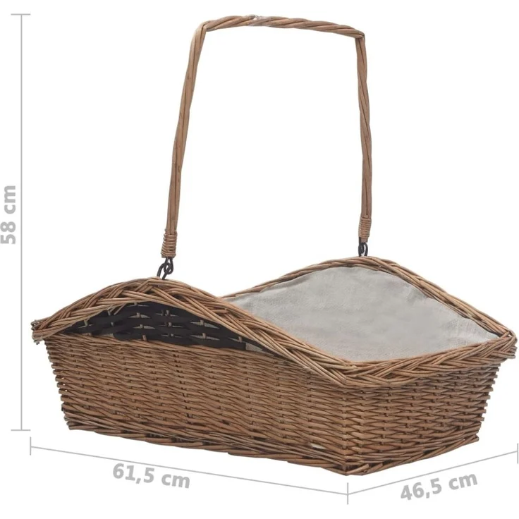 vidaXL Holzkorb mit Tragegriff 61,5 × 46,5 × 58 cm Braun Weide 286989 – Bild 4