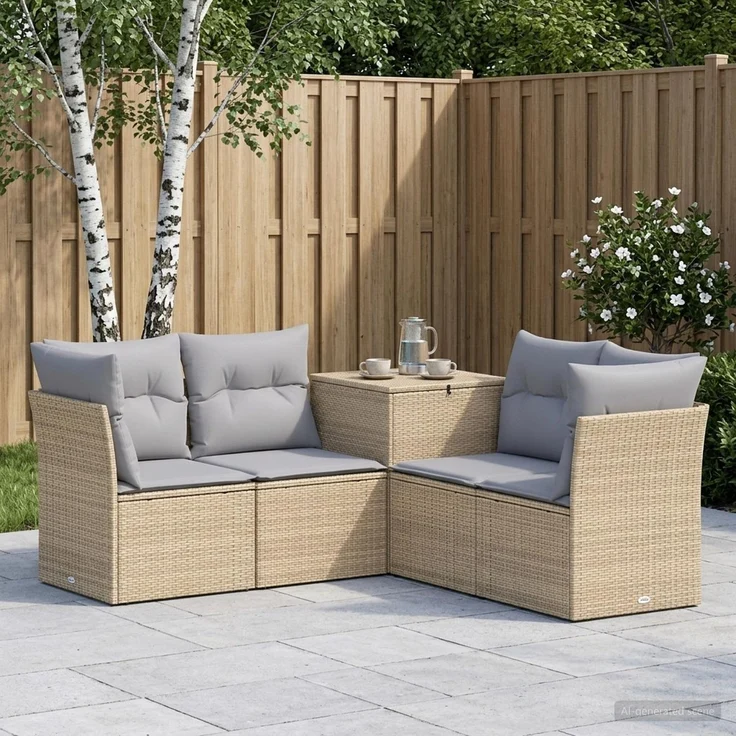 vidaXL Sofa Set 5 stk. Beige und Hellgrau 179 x 179 x 85 cm 3447845 – Bild 1