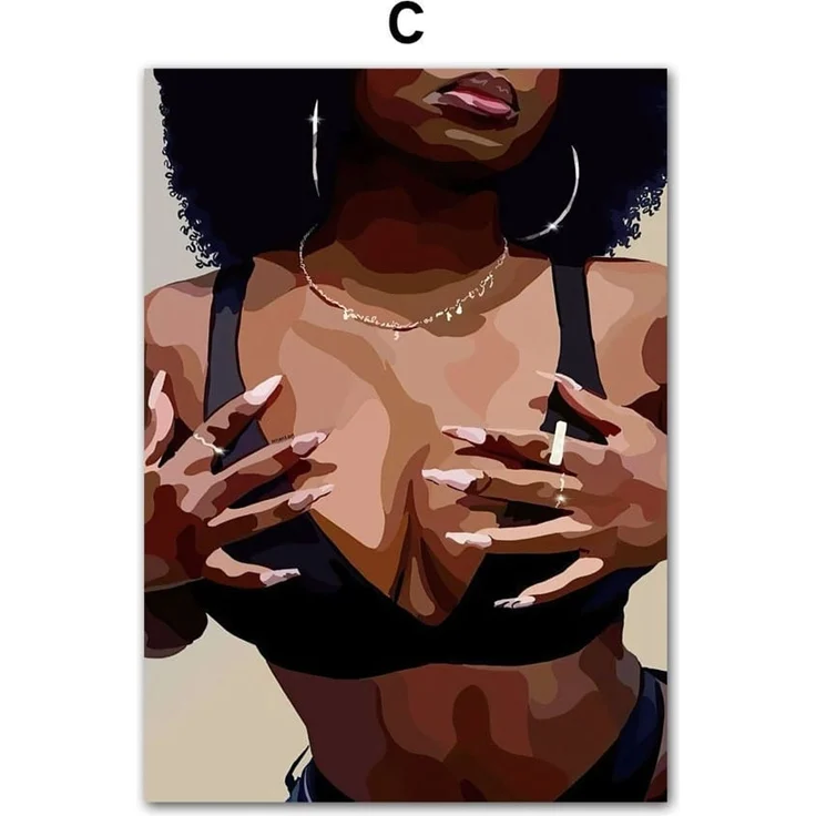 Poster Hip Hop Schmuck Mode | Schwarz Mädchen · Bilder Wohnzimmer | Wandbilder Schlafzimmer | Deko Print ohne Rahmen | Bilder Kunstdruck - 50 x 70 cm / B – Bild 4