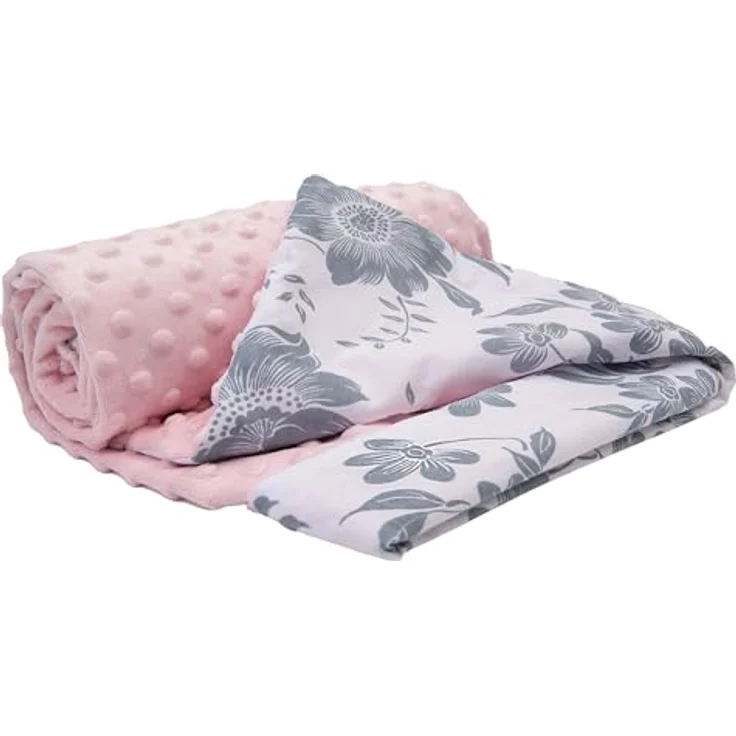 Medi Partners Babydecke Baby Decke Neugeborenen - Kuscheldecke Geschenk Babydecken 75x100 cm für Kleinkinder Mädchen Krabbeldecke Kinderbett Kinderwagen 100% Baumwolle (Berry mit rosa Minky) – Bild 2