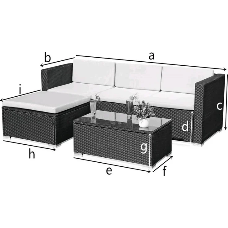 Gartenmöbel 5tlg. Sitzgruppe Sofa Lounge Polyrattan Essgarnitur Sitzkissen braun – Bild 9