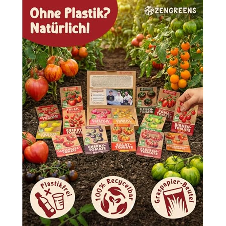 ZenGreens® - Bio Tomatensamen im 20er Set - 20 Tomaten Samen für den einfachen Anbau im Garten, Balkon oder Hochbeet - Pflanzensamen - Saatgut – Bild 5