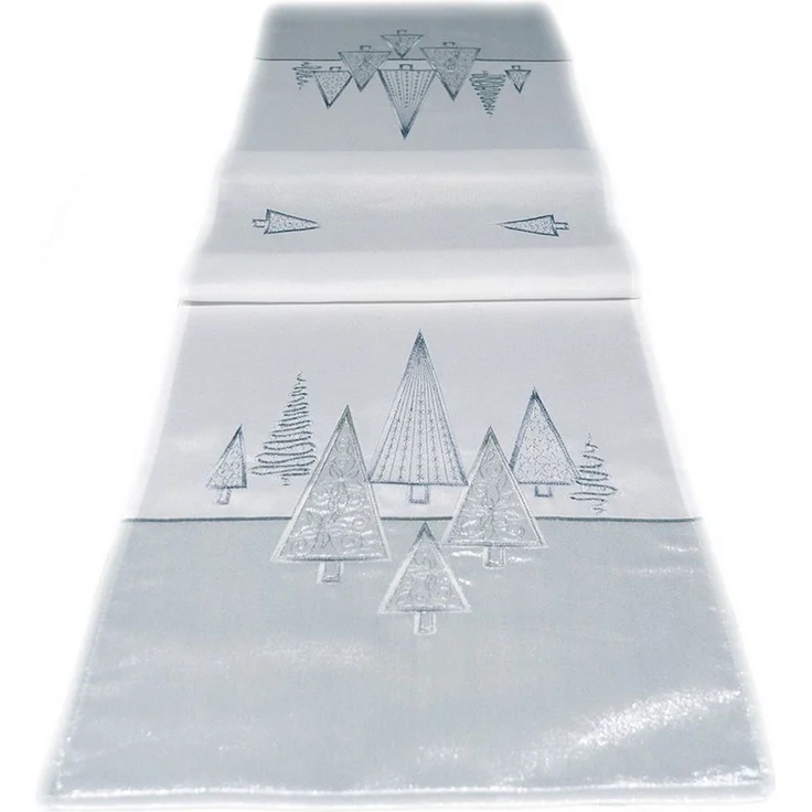texpot Tischdecke Tischläufer Stickerei Tannenbäume Winter Weihnachten Deko (1-tlg) – Bild 1