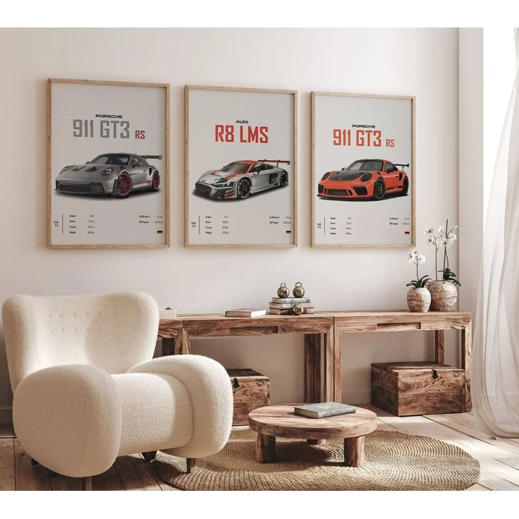 JUSTGOODMOOD Poster Sportwagen PORSCHE 911 AUD Rs MERCEDES Amg Gtr Super Sport Auto Gesche, MERCEDES AMG GT-R (1 St) – Bild 4