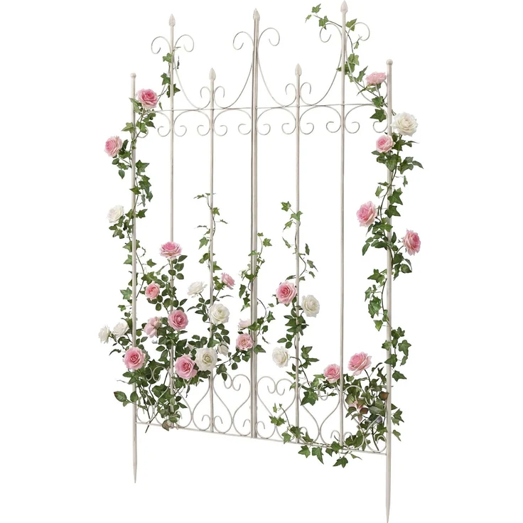 Rankgitter KALLE - 100x2x150cm, Metall, Antik-Creme | Rankhilfe Kletterpflanzen Gartendekoration – Bild 4