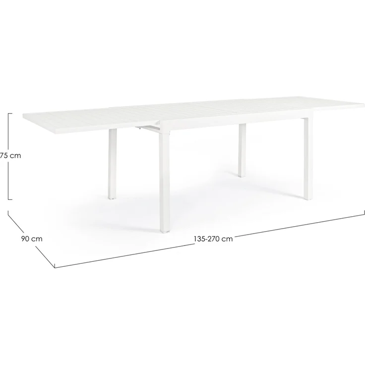 Gartenesstisch Pelagius aus Aluminium, ausziehbar und wetterfest, modern, weiß, für 8–10 Personen – Bild 2