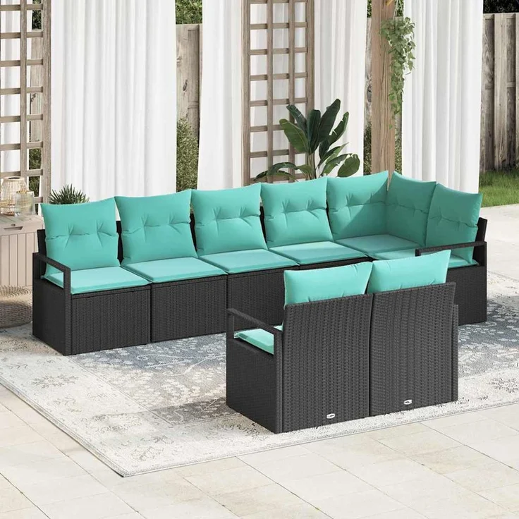vidaXL Sofa Set 8 stk. Schwarz [Synthetisch]: Poly Rattan 3346436 – Bild 1