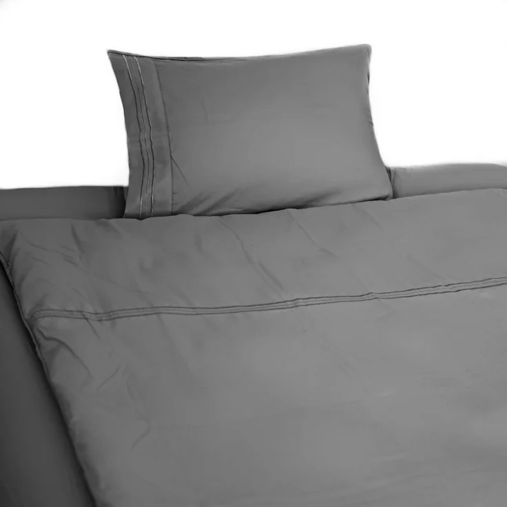 3 tlg. Bettwäschen-Set mit Kissenbezug 50x70 cm, Deckenbezug 135x200 cm und Bettlaken Anthrazit – Bild 1