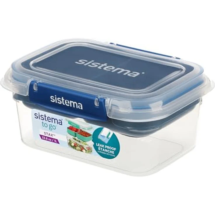 Sistema To Go Stax Frischhaltedosen | 1 L | 3 luftdichte Behälter mit Fächern | Auslaufsichere Versiegelung | Lunchbox Kinder & Erwachsene – Bild 5