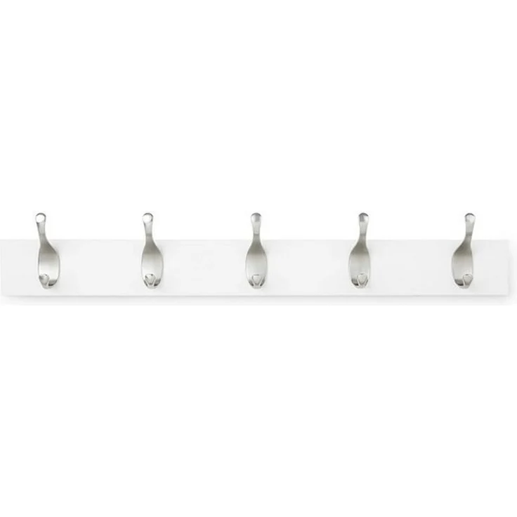 NAIPO Garderobenleiste Alsterwell Garderobenleiste, 57 cm Hakenleiste mit 5 Haken, Wandgarderobe für Mäntel, Jacken, Taschen, Weiß – Bild 4