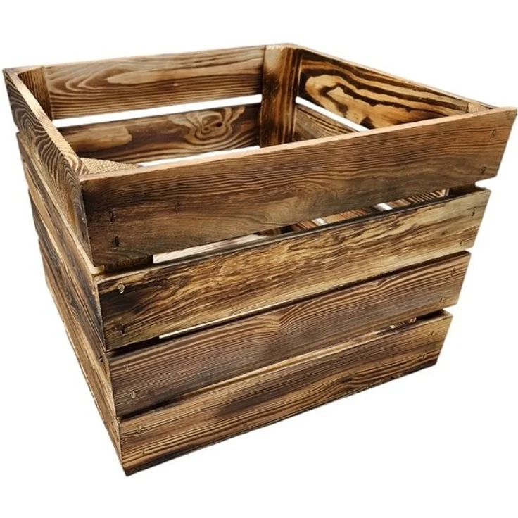 Teramico Holzkiste Holzkiste Obstkiste 40x30x40cm Geflammt, Aufbewahrungsbox – Bild 4