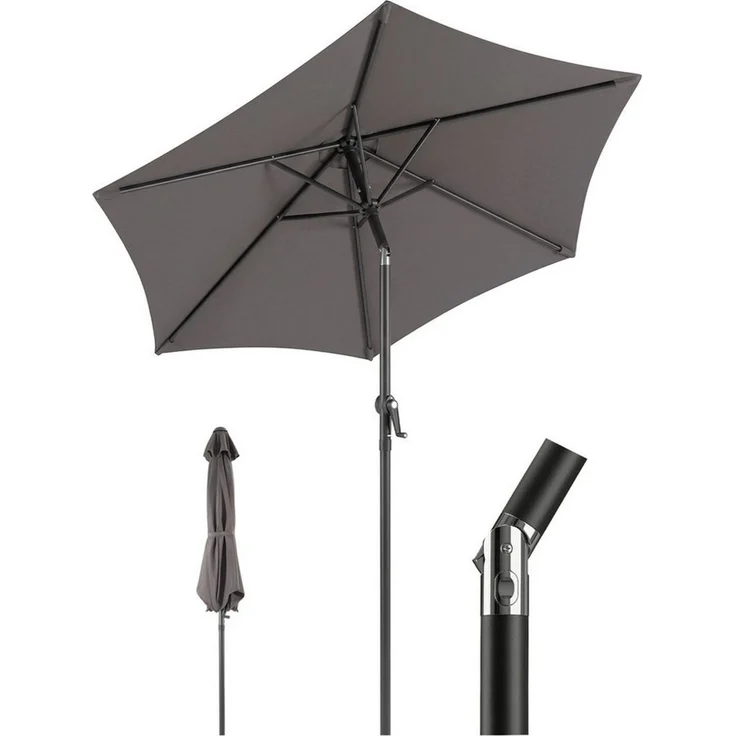 Sekey Sonnenschirm 200 cm Gartenschirm Rund Marktschirm Knickbar mit Kurbel, LxB: 200x200 cm, Windstabil & neigbar, ideal für Balkon, Garten & Terrasse, UV 50+ – Bild 1
