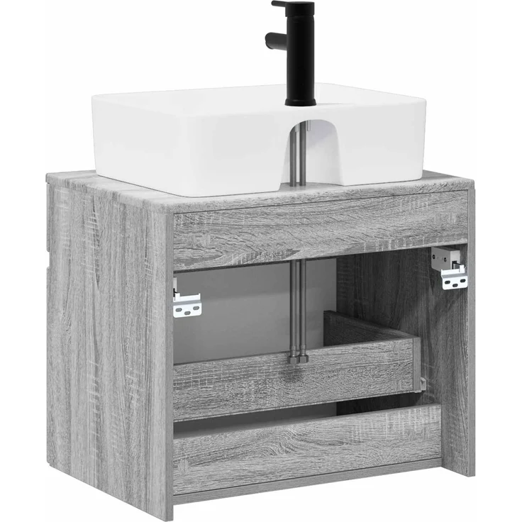vidaXL Waschbeckenschrank Grau Sonoma 59 x 44,5 x 50 cm Holzwerkstoff 3404296 – Bild 7