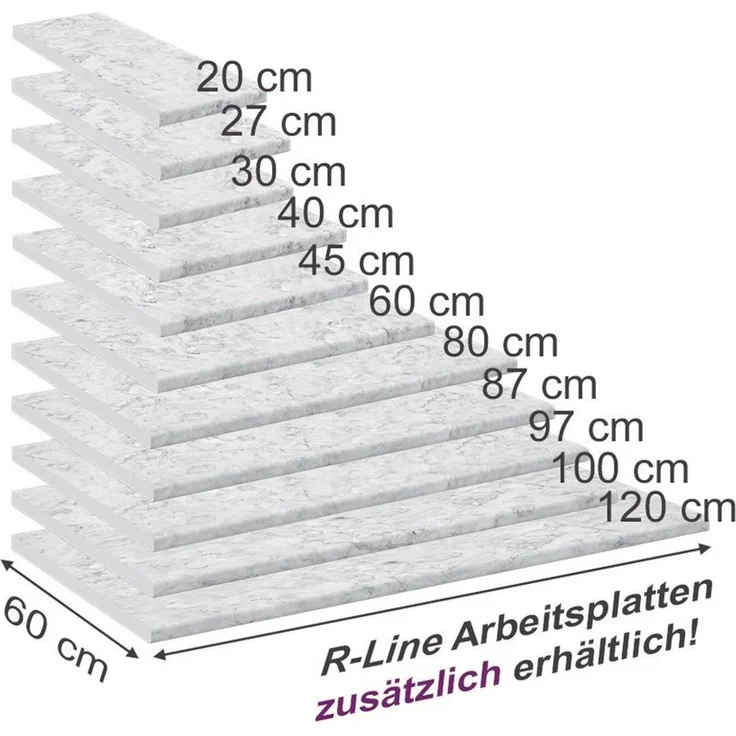 Küchenarbeitsplatte R-Line Marmor Weiß 80 cm Vicco – Bild 2