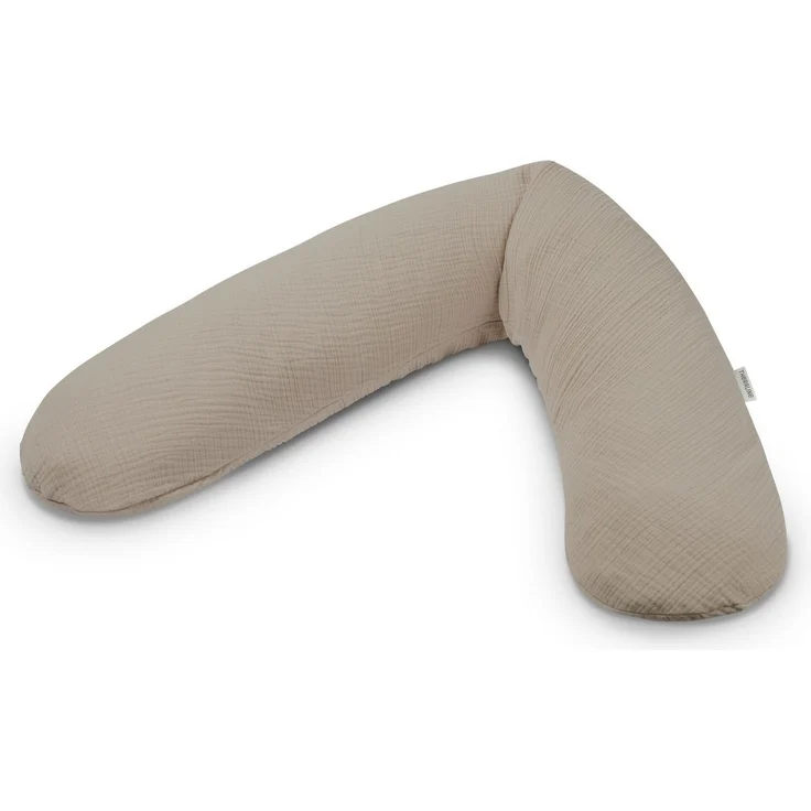 Theraline Das Original Stillkissen & Bezug Taupe Musselin Dinkelspelz