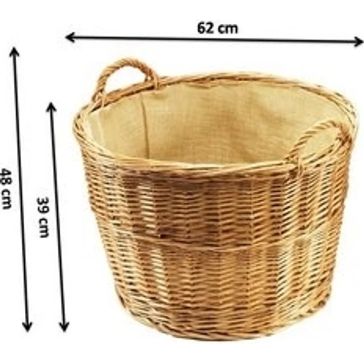 Kobolo Kaminholzkorb Holztrage rund gekochte Weide Leinen D 62 cm – Bild 6