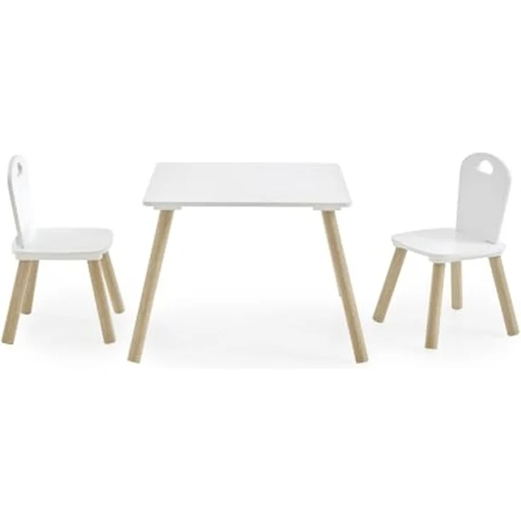 Kindermöbel 3er Set (B/H/T: 55x43x55 cm) in Weiß und Pinie Nachbildung – Bild 2