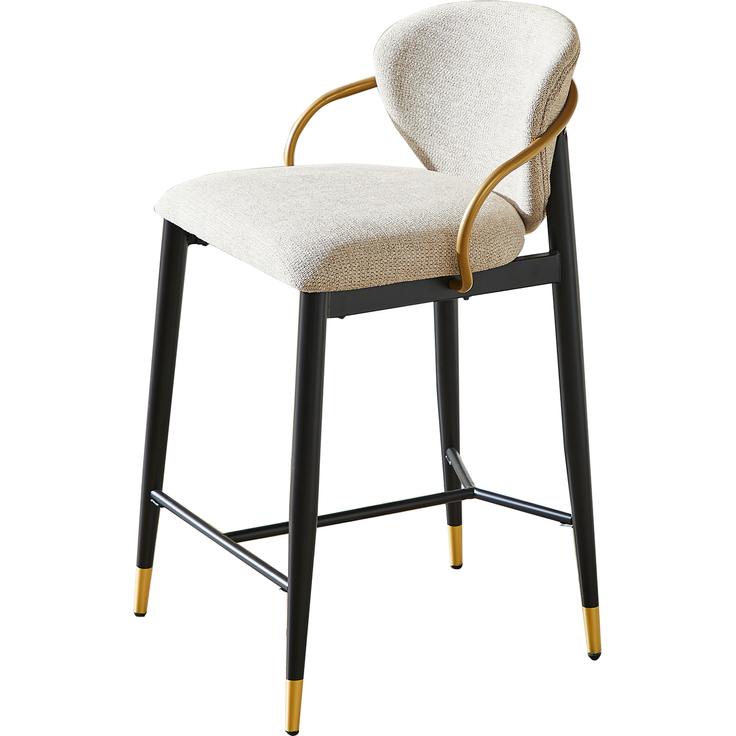 2er Set Barhocker in Hellbraun Chenille, Höhenverstellbar,Schwarz-Gold Kontrastfarbe Hohe Stühle mit Rückenlehne & Beinstütze, Geeignet für Kücheninsel & Bar--Schwarz, Gold, Hellbraun--87x58x29cm--YOUDENOVA – Bild 6