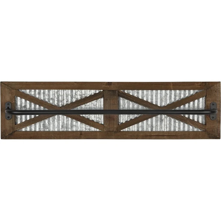 Handtuchhalter Groß braun 60 x 15 Massivholz Verzinktes Metall Küche Bad – Bild 4