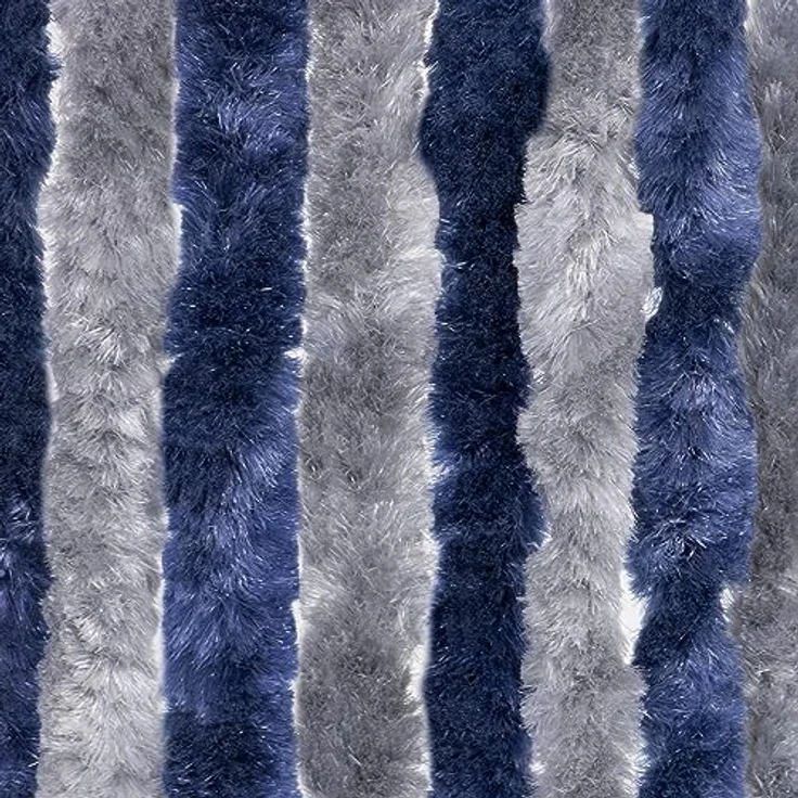 Moritz Flauschvorhang aus Chenille 90 x 220 cm blau grau Türvorhang als Fliegenschutz Insektenschutz für Camping Wohnwagen – Bild 1