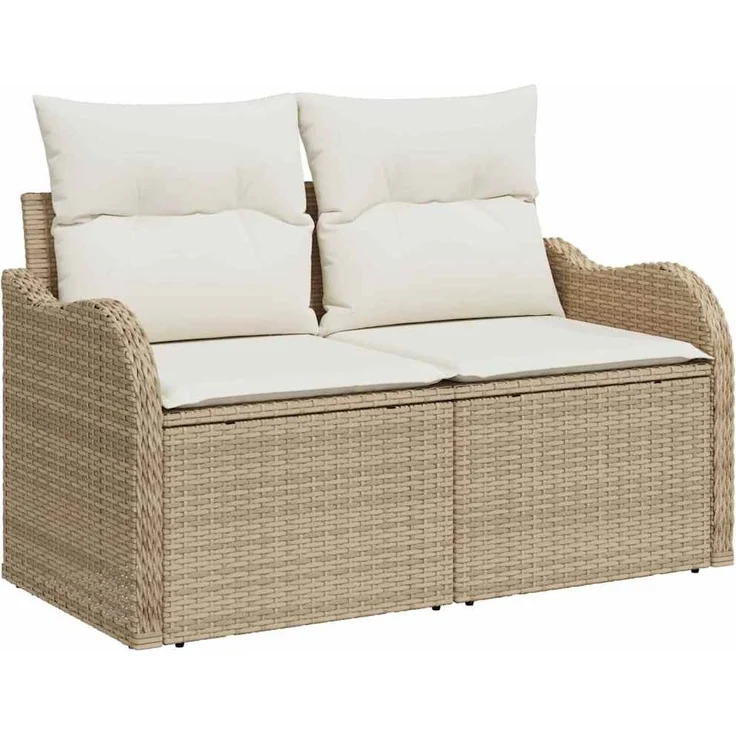 vidaXL Gartensofa-set mit Speicher 4 pcs Beige Poly-Rattan 3354350 – Bild 2