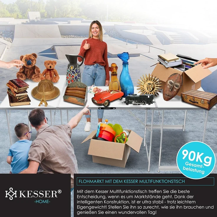 KESSER® Multifunktionstisch Profi 3- teilig, 100x60 cm, Tapeziertisch 30kg Tragkraft je Tisch Mit Ausziehfunktion Klapptisch Flohmarktisch Beistelltisch Mehrzwecktisch Campingtisch höhenverstellbar – Bild 6
