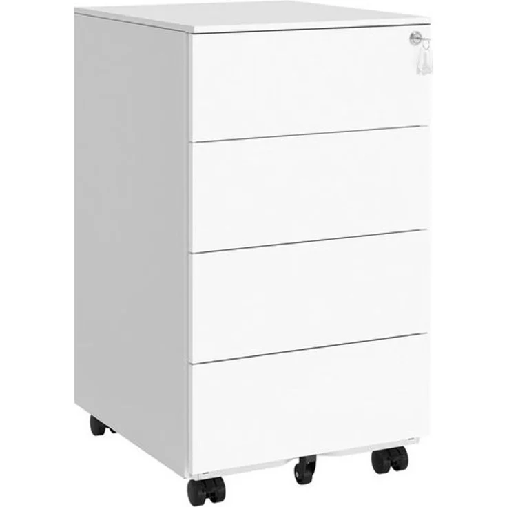 Songmics Rollcontainer abschließbar mit 4 Schubladen, Stahl wolkenweiß, 45,1 x 39 x 69,3 cm – Bild 1