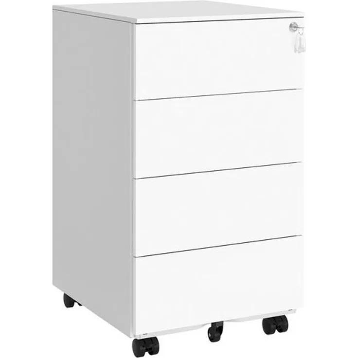 Songmics Rollcontainer abschließbar mit 4 Schubladen, Stahl wolkenweiß, 45,1 x 39 x 69,3 cm