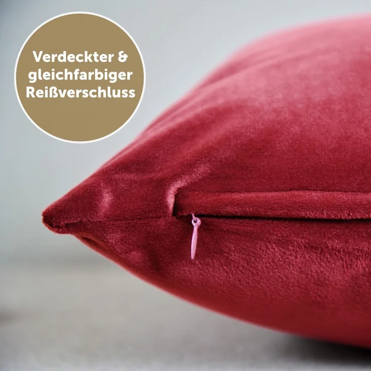 Blumtal Kissenbezug 2er Set - dekorativer Samt Kissenbezug mit verstecktem Reißverschluss, Kissenhülle für Zierkissen, waschbar – Bild 4