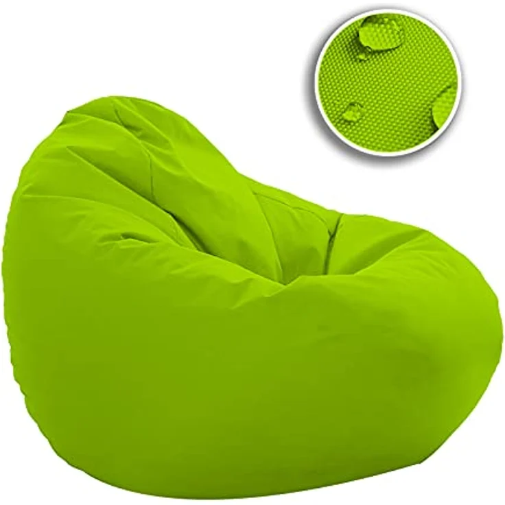 HomeIdeal - Sitzsack XXL Bodenkissen für Erwachsene & Kinder - Geeignet für Gaming oder Entspannen - Indoor wie Outdoor da er Wasserfest ist - mit EPS Perlen, Farbe:Kiwigrün, Größe:XXL – Bild 4