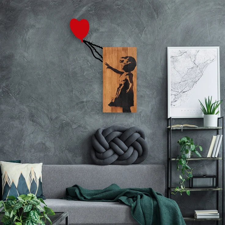 dekoratives Wandaccessoire aus Holz, 'Ma-366', 83 x 3 x 60, Nussbaum, Schwarz – Bild 4