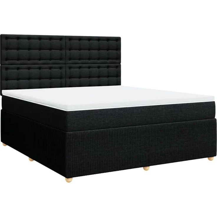 vidaXL Boxspringbett mit Matratze Schwarz 180x200 cm Stoff 3294451 – Bild 3