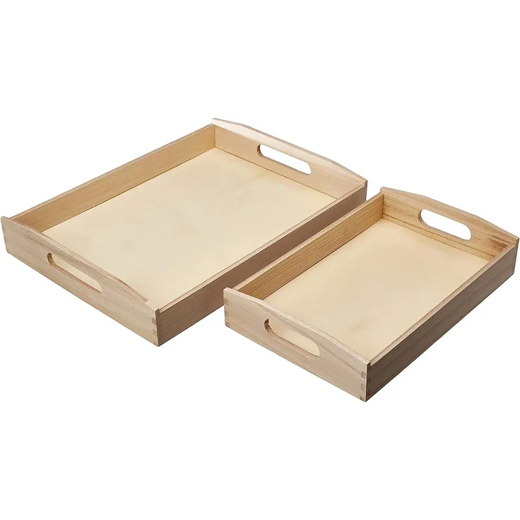 RAYHER 6208400 - Holz-Tablett-Set, 2 Größen, 30x20 cm, 39x28 cm