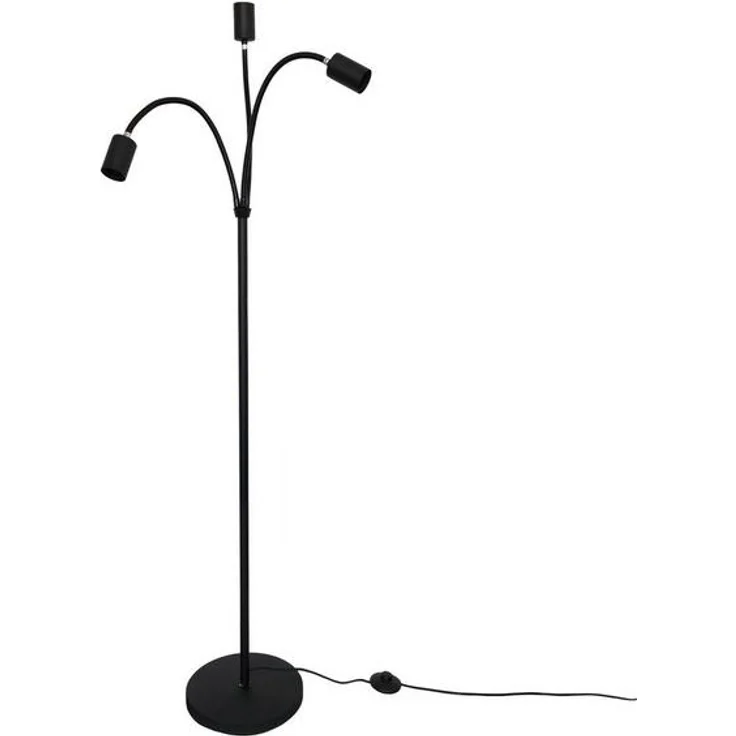 TRANGO Stehlampe, 3-flammig Stehleuchte 1531A *EARTH* in Schwarz-matt mit 3x E27 Lampenfassung (ohne Leuchtmittel) - Höhe ca. 1550mm, 3 schwenkbaren Lampenarmen - Stehleuchte – Wohnzimmerlampe - Bürolampe – Bild 4