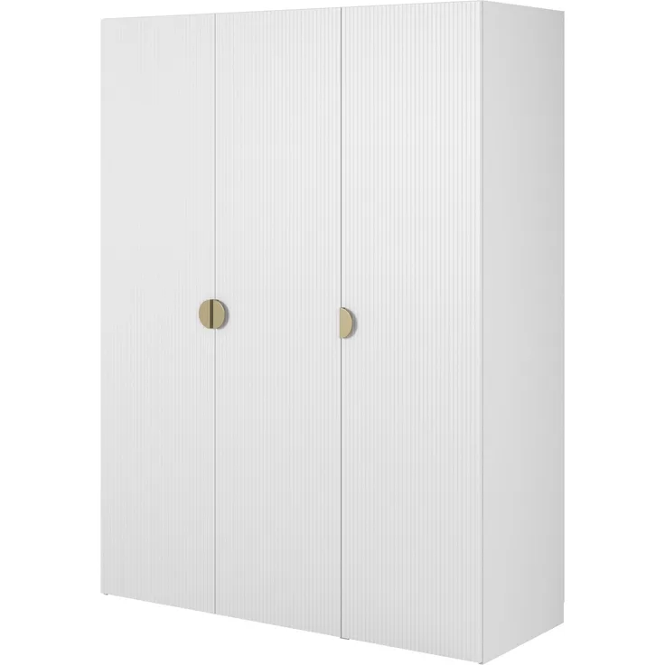 Selsey 'Moonir' Kleiderschrank 3-türig mit langer Kleiderstange und Regalen, weiß 200 x 150 x 57 cm