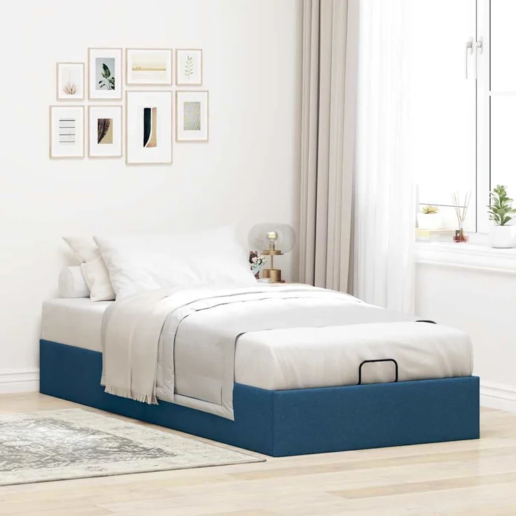vidaXL Ottoman-Bett ohne Matratze Blau 100x200 cm Stoff 3310860 – Bild 2