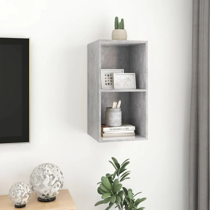 TV-Wandschrank, TV-Hängeboard Fernsehschrank Betongrau 37x37x72 cm Holzwerkstoff – Bild 7