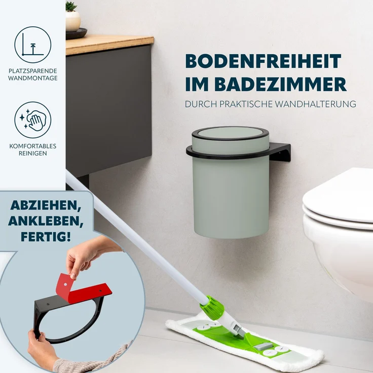 bremermann Kosmetikeimer SAVONA Softtouch inkl. Wandhalterung 5,5 Liter Kunststoff salbei – Bild 3
