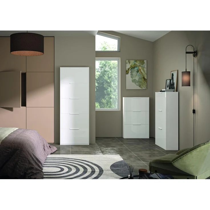 Composad Schuhschrank ESPRESSO - Diele Schuhschrank in Weiß Hochglanz – Bild 2