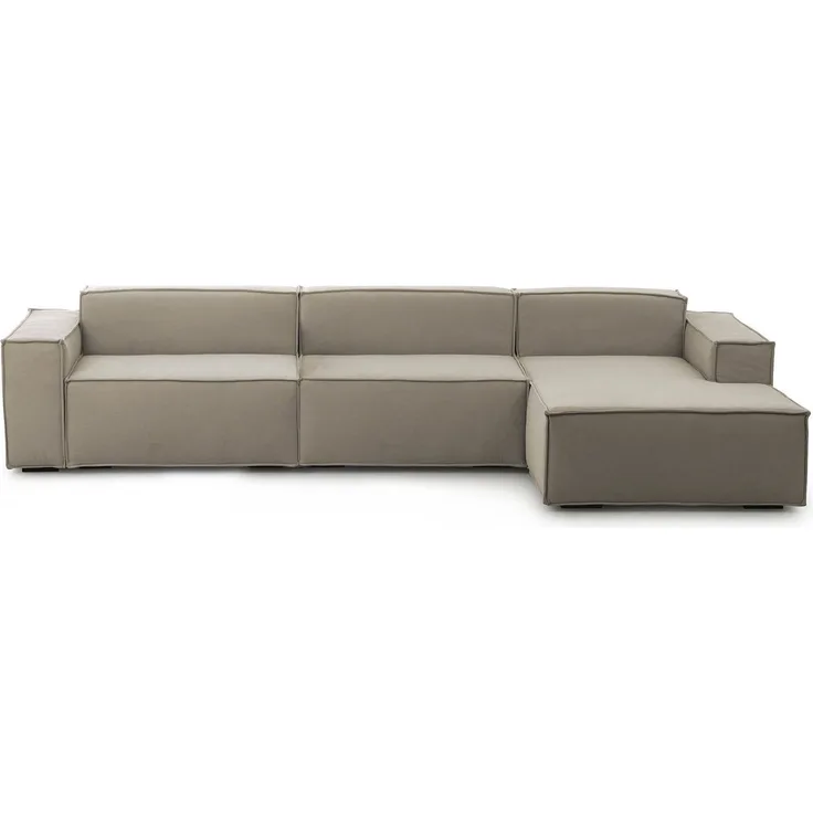 Dmora Sofa mit Halbinsel Asvaldo, modulares 4-Sitzer-Sofa mit rechter Halbinsel, Stoffsofa, 100 % Made in Italy, 340 x 170 x 70 cm, Taupe
