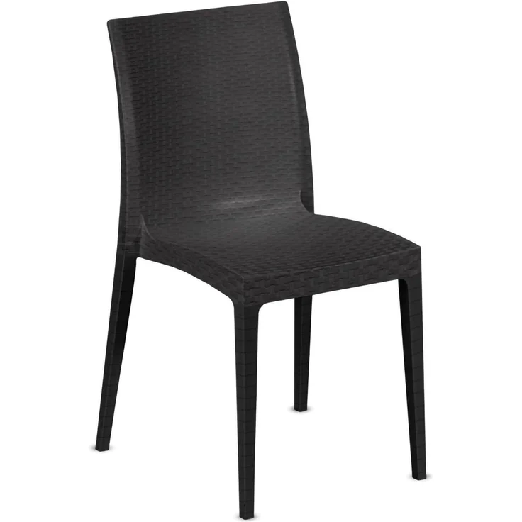 Dmora - Set mit 4 Gartenstühle Palizzolo, Platzsparende Outdoor-Stühle, Stapelbar, Ideal für Garten und Terrasse, Made in Italy, 42x48 h81 cm, Anthrazit – Bild 3