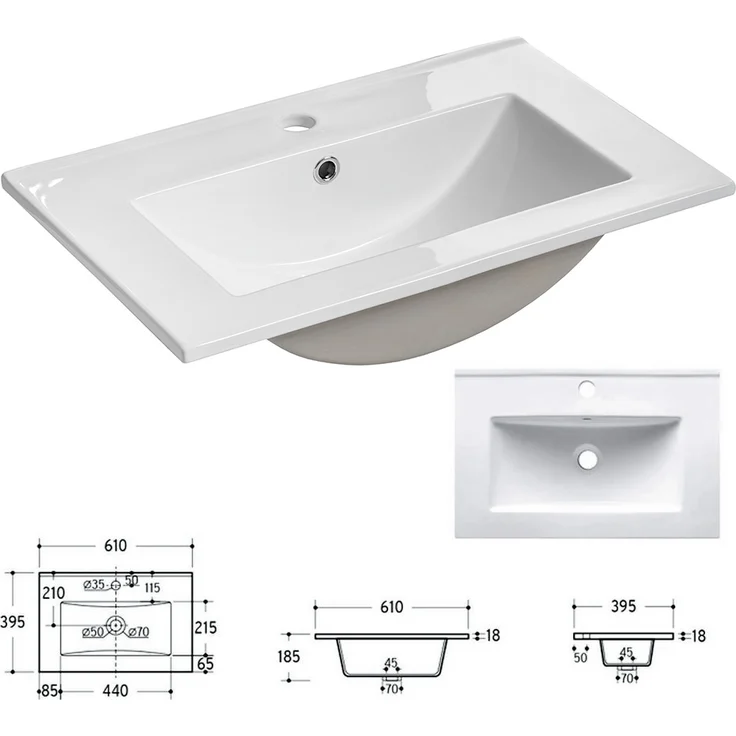 Badmöbel Set 3-teilig in grün und Eiche mit 60cm Waschtisch, NEWPORT-56-GREEN – Bild 7