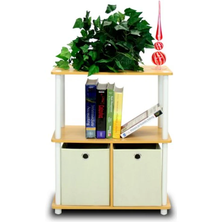 Furinno Go Green 3-Stufe 2-Bins Mehrzweck-Lagerregal, 2er-Set, Buche/Weiß – Bild 5
