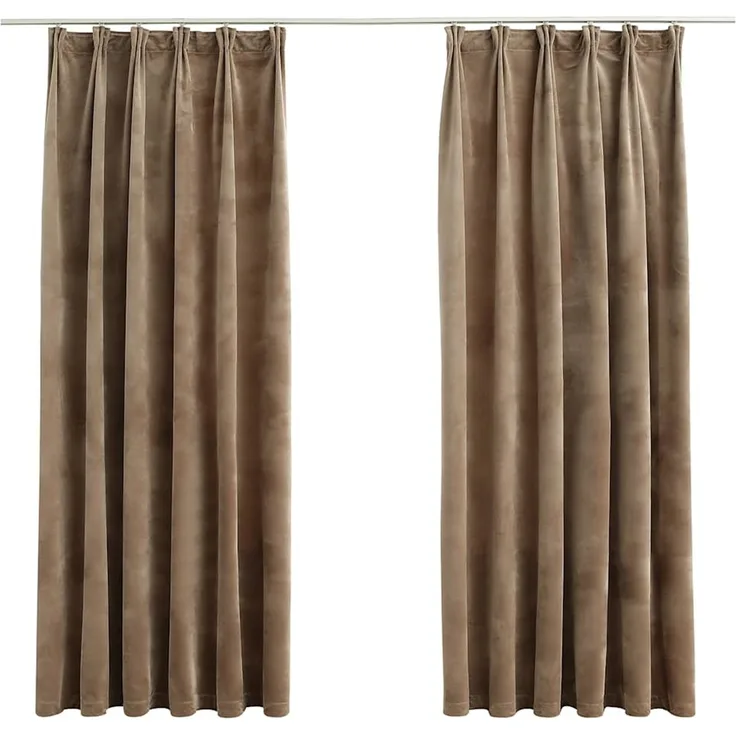 Verdunkelungsvorhänge | für Wohnzimmer & Schlafzimmer mit Haken 2 Stk. Samt Beige 140x175cm