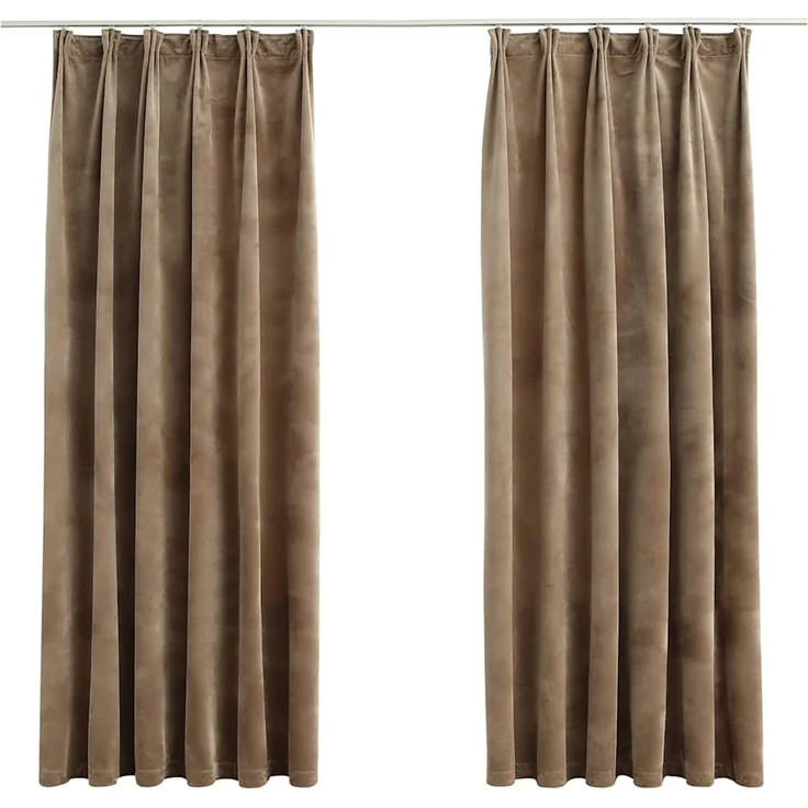 Verdunkelungsvorhänge | für Wohnzimmer & Schlafzimmer mit Haken 2 Stk. Samt Beige 140x175cm – Bild 1