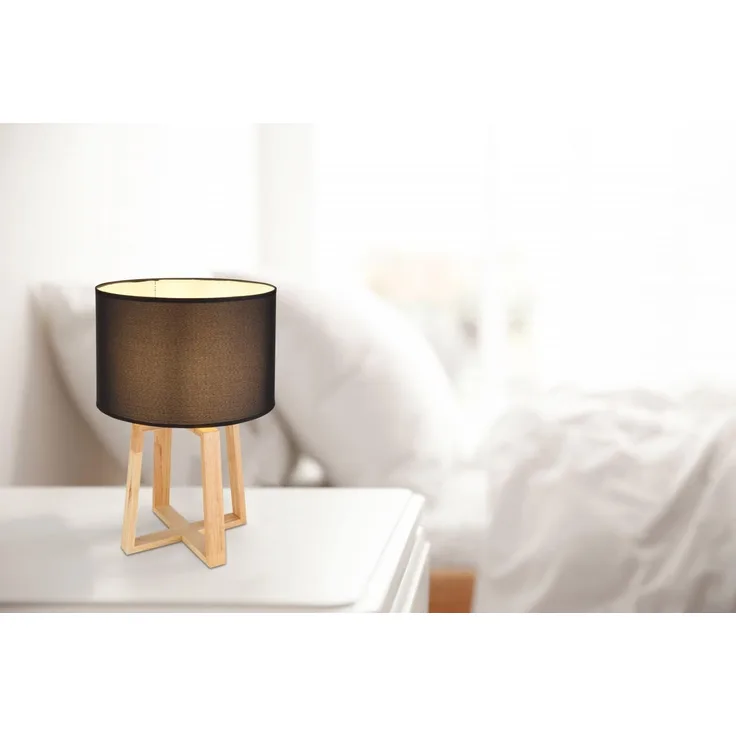 Globo Tischleuchte Tischlampe Wohnzimmer Schlafzimmer Holz Schirm schwarz 21621B