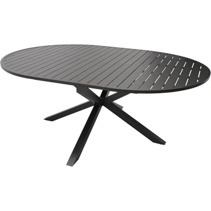 DEGAMO Gartentisch ARLES, Ausziehbar rund/oval 140/200x140cm, Aluminium anthrazit – Bild 7