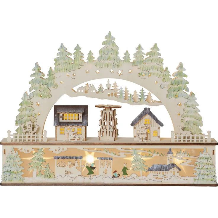 Schwibbogen Bamberg Holz LED Timer warmweiß B 45cm