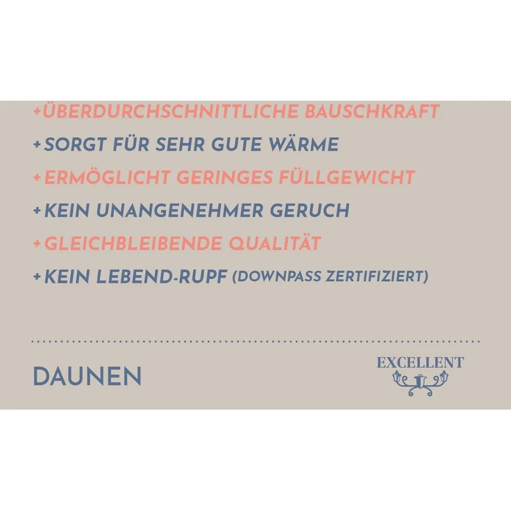 Excellent Daunenbettdecke VENEDIG, Bettdecken für Sommer und Winter, Decke, Füllung: 90% Daunen, 10% Federn, Bezug: 100% Baumwolle, Bettdecke 135x200 cm, 155x220cm und weitere Größen, Made in Germany – Bild 3