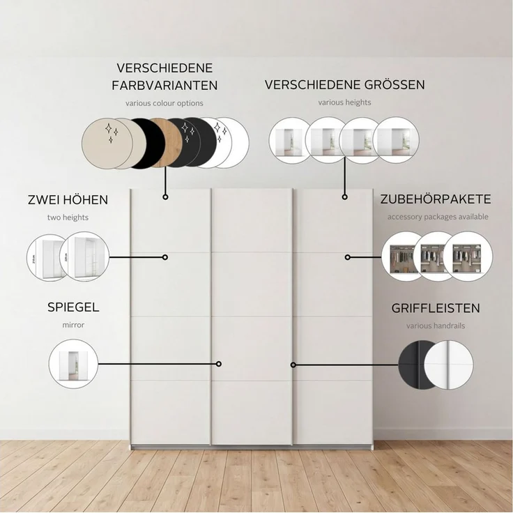 OTTO home Kleiderschrank Mehrzweckschrank Aktenschrank Möbel Mietswohnung Schlafzimmer KOLUNA (3 Ausstattungen BASIC/CLASSIC/PREMIUM (inkl. SOFT-CLOSE-FUNKTION) Breiten 203/271/315/360 cm Höhen 210/229 mit Spiegel MADE IN GERMANY – Bild 3